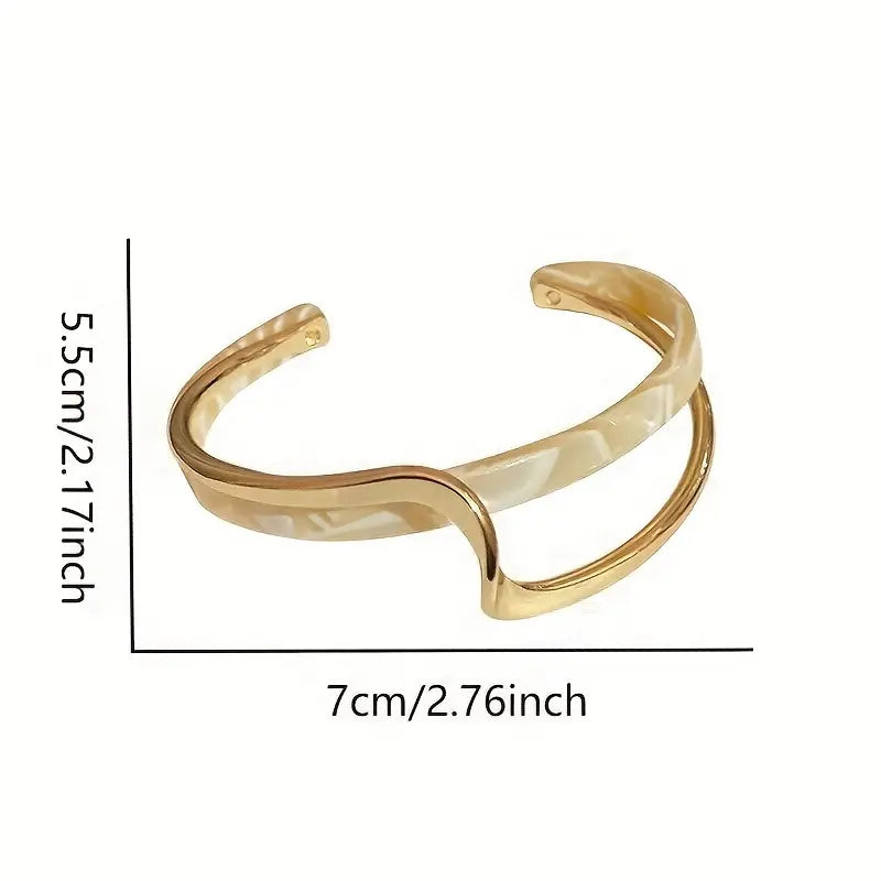 18K Gold Plated Wave Cuff Bangle – Minimalist Bracelet for Women