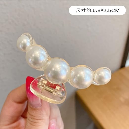 3 Pcs Pearl Hair Claw Clips – Non-Slip Elegant Jaw Clips for Women & Girls