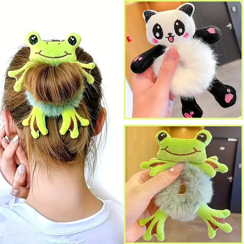 Cartoon Plush Hair Tie for Girls – Soft & Cute Styling Accessory