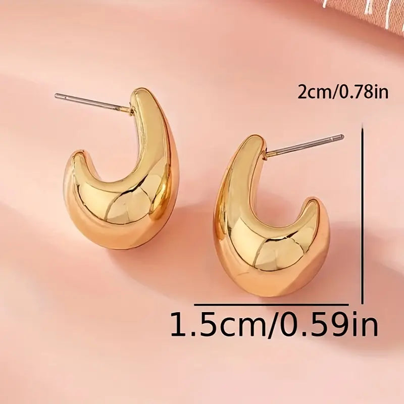 Vintage C-Shaped Resin Earrings – Elegant Design with Stainless Steel Needle