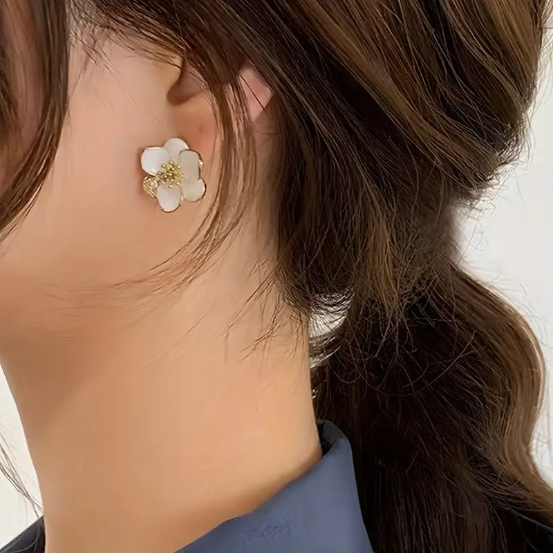 Pretty Flower Stud Earrings for Women – Simple Zinc Alloy Jewelry