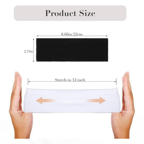 Yedtreg 2-Pack Wide Black Headbands for Women & Men – 7cm Soft Stretchy Hair Bands for Yoga, Running, Sports, Makeup