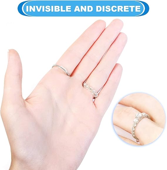 Clear Spiral Silicone Ring Adjuster Set – 12 pcs, 4 Sizes, Unisex