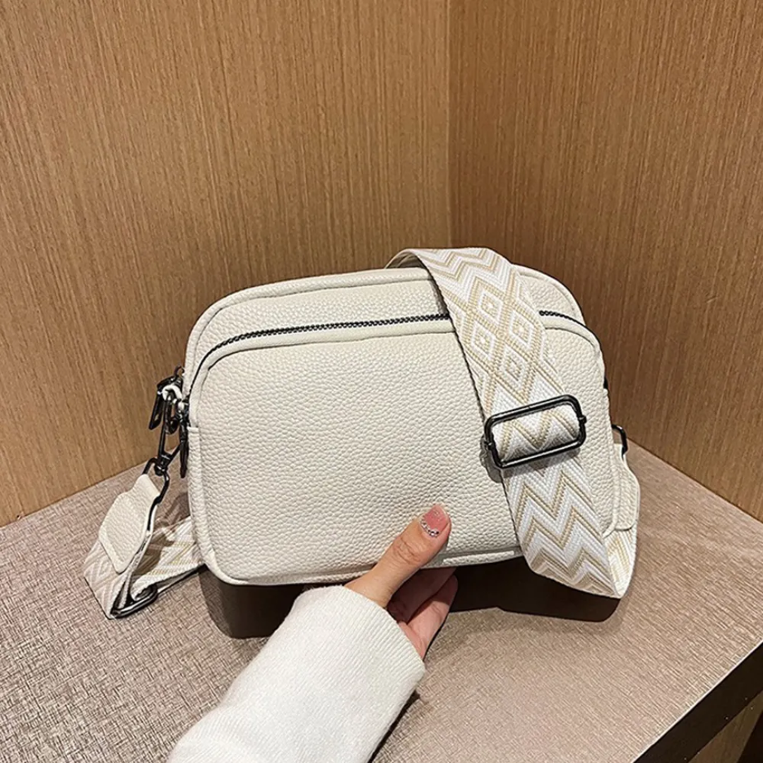 Small Leather Crossbody Camera Bag – Women's Purse with Stylish Guitar Strap