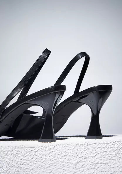 Max Bow Embellished Slingback Pumps – Flared Heels for Women