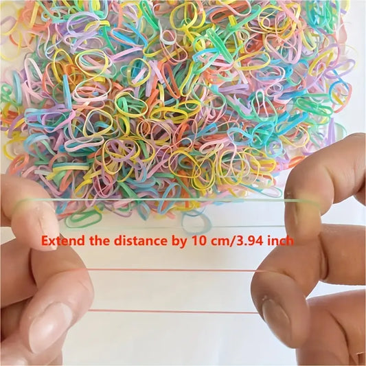 1000pcs Mini Colorful Nylon Hair Bands – Disposable Elastic Set with Storage Bag