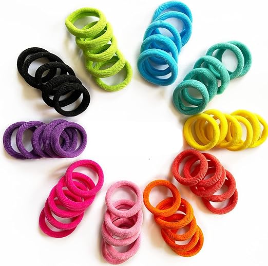 100 Pcs Baby Hair Ties – Soft Seamless Cotton Ponytail Holders for Girls & Kids (10 Colors)
