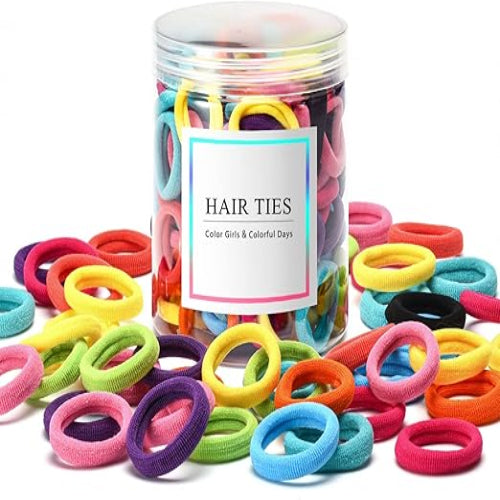 100 Pcs Baby Hair Ties – Soft Seamless Cotton Ponytail Holders for Girls & Kids (10 Colors)