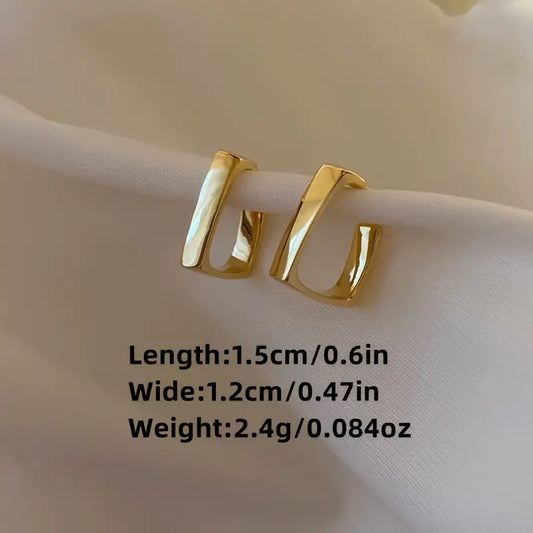 14K Gold Plated Geometric Stud Earrings – Minimalist Fashion Jewelry for Women