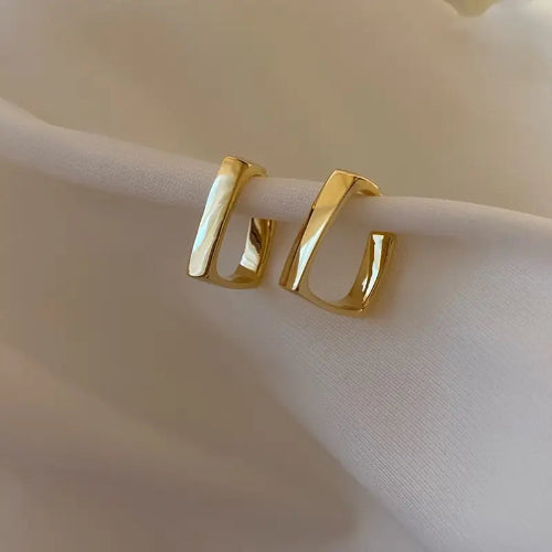 14K Gold Plated Geometric Stud Earrings – Minimalist Fashion Jewelry for Women