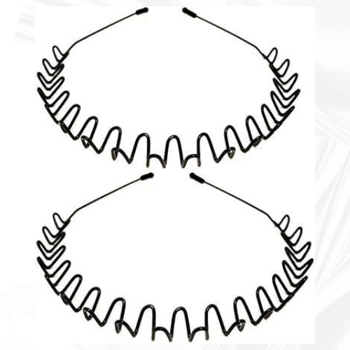 2-Pack Black Metal Headbands – Non-Slip Unisex Hair Hoops