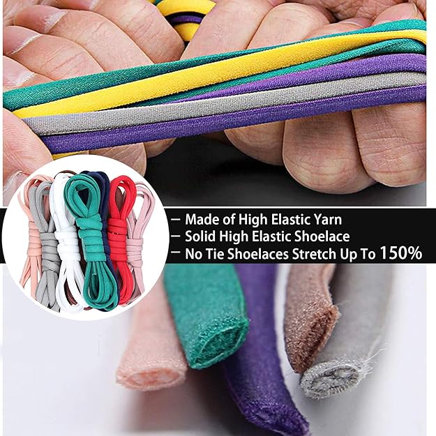 No Tie Elastic Shoe Laces – 2 Pairs for Adults, Kids, Elderly