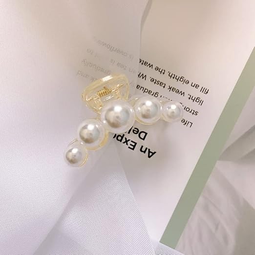 3 Pcs Pearl Hair Claw Clips – Non-Slip Elegant Jaw Clips for Women & Girls