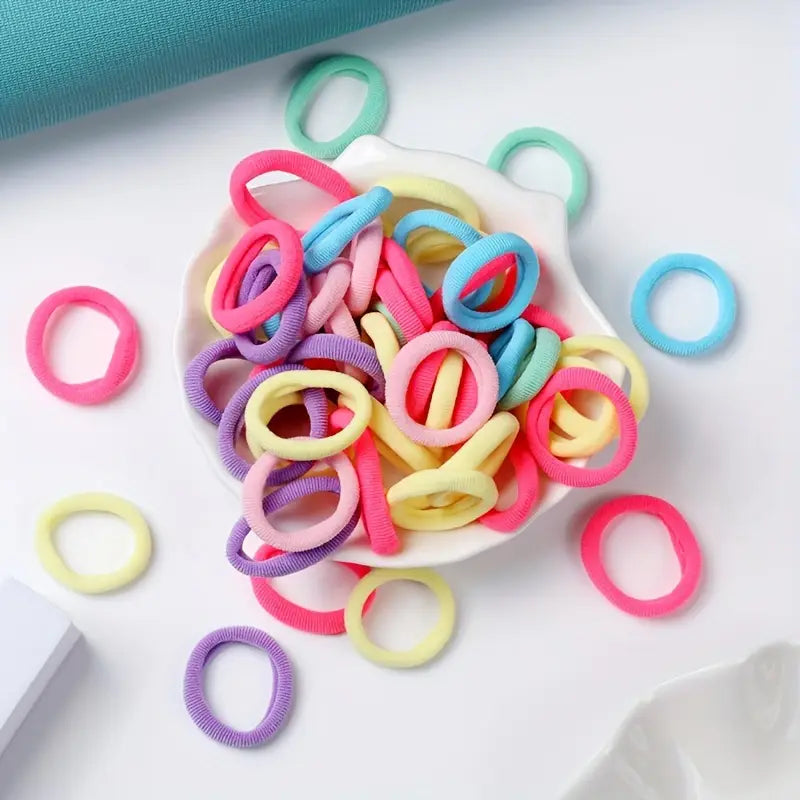 50pcs Seamless Hair Ties – 5cm High Elastic Bands for Girls & Women