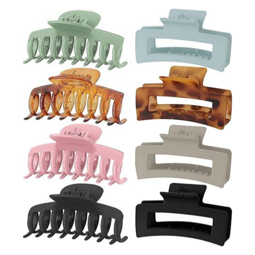 8-Pack Hair Claw Clips – Strong Hold Matte & Acrylic Clips for All Hair Types