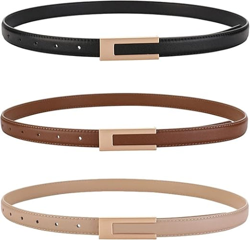 Adjustable Skinny Leather Belt – Retro Vintage Waist Strap for Women