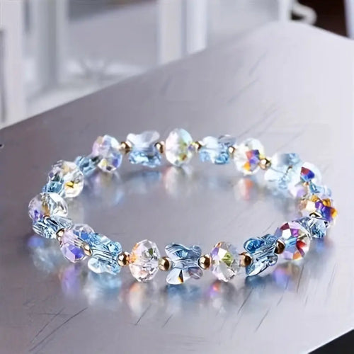 Butterfly Charm Beaded Stretch Bracelet – Boho Style for Women (1pc, Mixed Color)