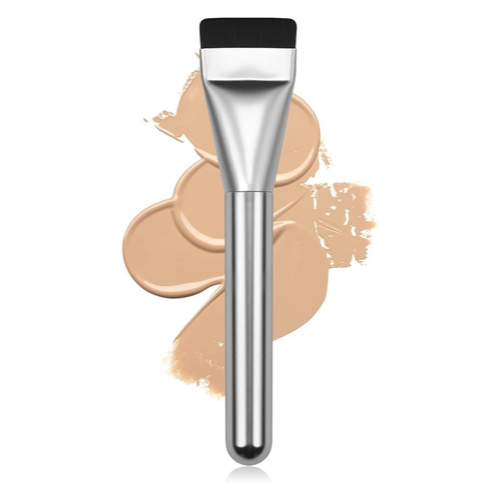 Flat Foundation Brush – Korean Makeup Spatula Brush for Liquid & Cream (Silver)