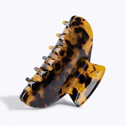 2PCS Tortoise Banana Hair Claw Clips – French Celluloid Barrettes for Women & Girls