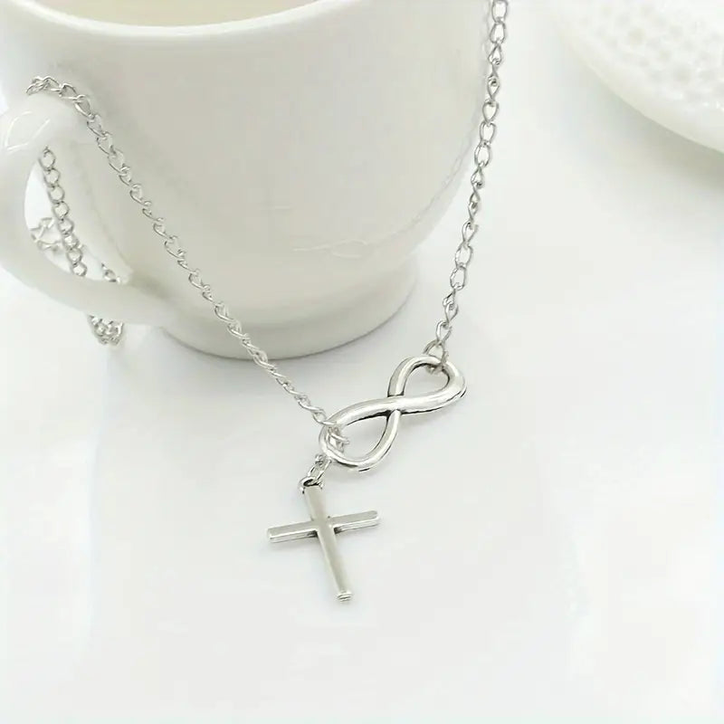 Lucky Number 8 & Cross Pendant Necklace – 2025 Fashion Jewelry for Women
