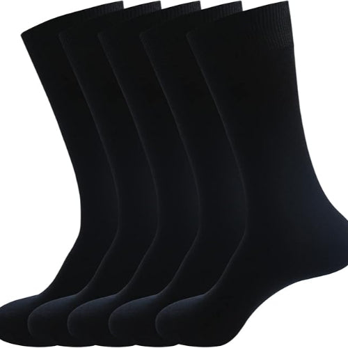 Men’s Dress Socks – 5 Pairs Cotton Crew Socks for Business & Casual Wear