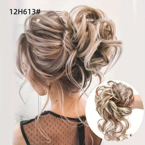 Messy Curly Hair Bun Scrunchie – Synthetic Chignon Hair Band for Volume & Style

