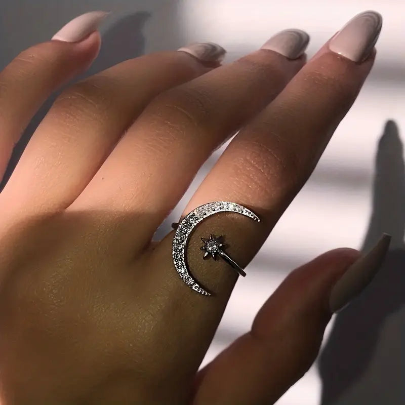 Minimalist Crescent Ring for Women – Zinc Alloy, Eid & Ramadan Gift