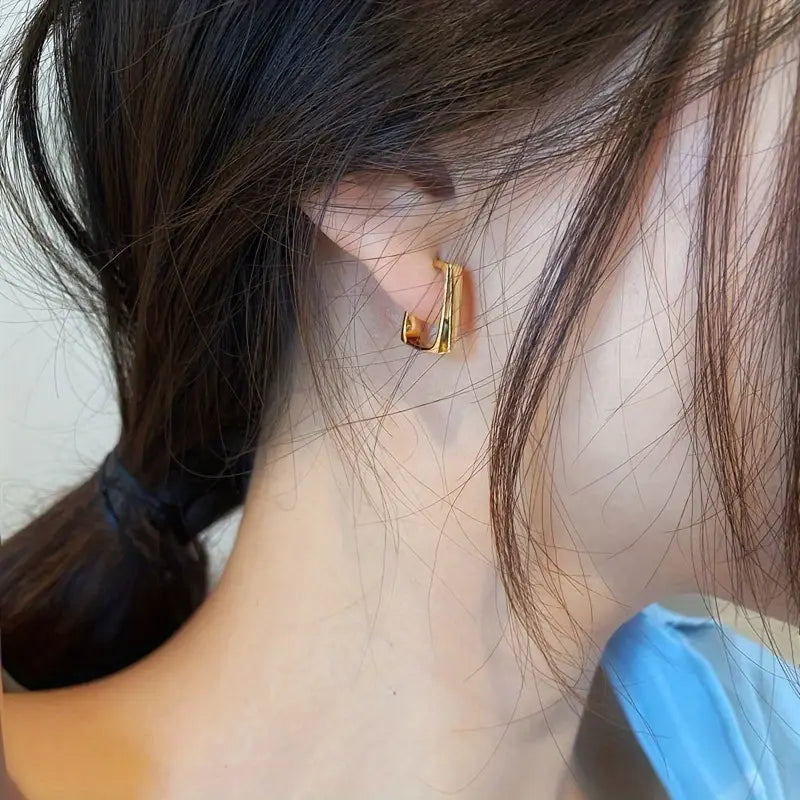 14K Gold Plated Geometric Stud Earrings – Minimalist Fashion Jewelry for Women