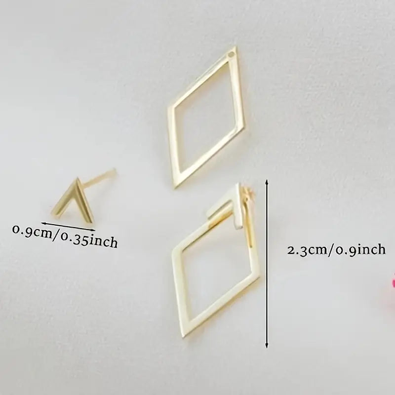 Geometric Line Stud Earrings – Minimalist Zinc Alloy Fashion for Women