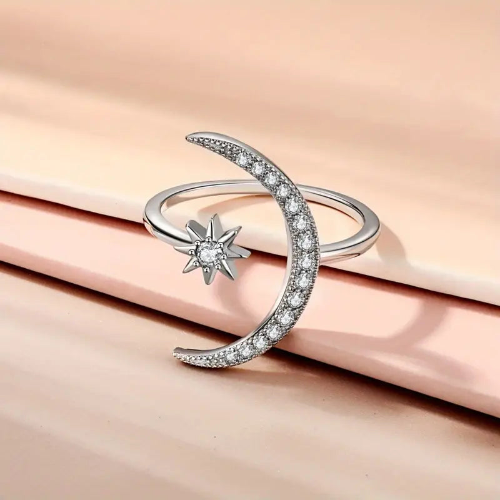 Minimalist Crescent Ring for Women – Zinc Alloy, Eid & Ramadan Gift