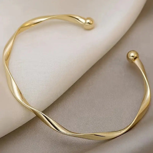 Minimalist Twisted Adjustable Bangle for Women – Simple Fashion Jewelry