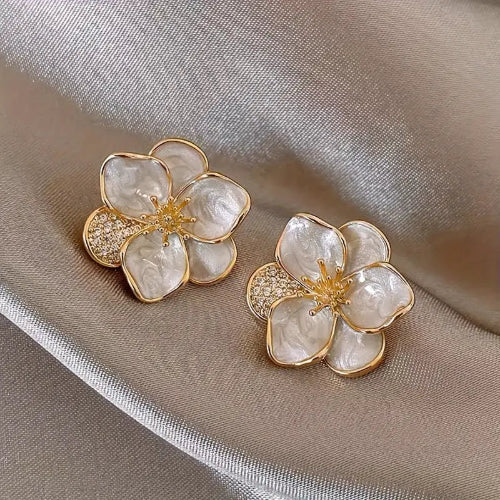 Pretty Flower Stud Earrings for Women – Simple Zinc Alloy Jewelry