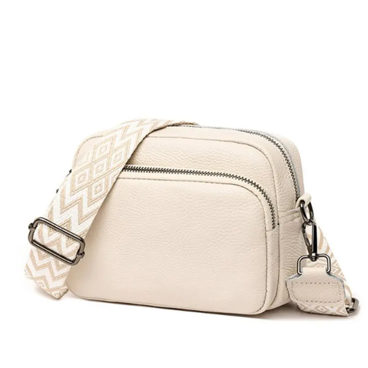 Small Leather Crossbody Camera Bag – Women's Purse with Stylish Guitar Strap