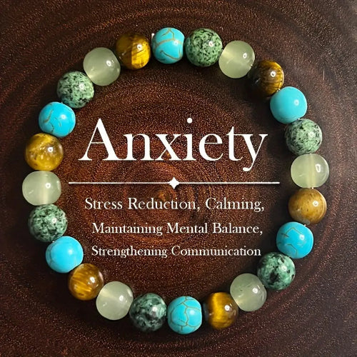 Tiger Eye & African Turquoise Anxiety Bracelet – Unisex Healing Stone Jewelry (1pc)