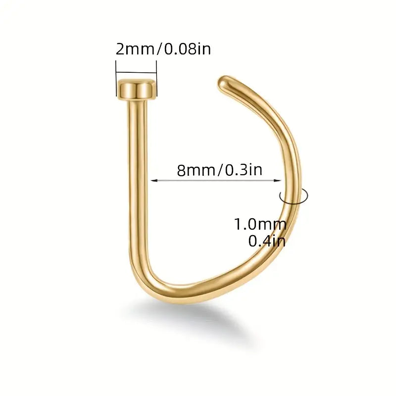 Trendy D-Shape Fake Nose Ring – Adjustable Punk Style Clip for Women