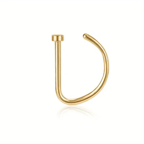 Trendy D-Shape Fake Nose Ring – Adjustable Punk Style Clip for Women