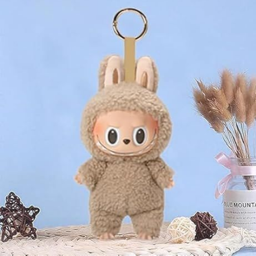 LA-BU-BU Brown Doll Keychain – Cute Pendant for Home Décor & Gifts