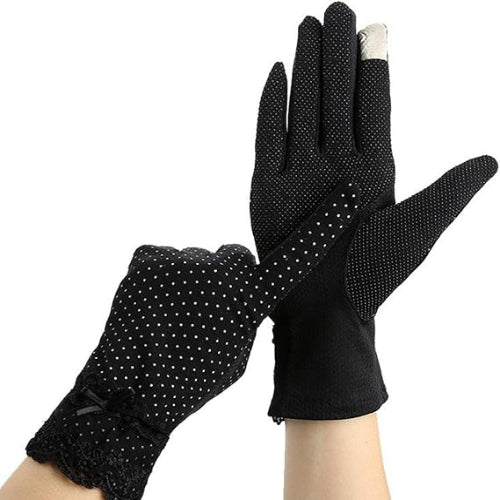 Women’s UV Protection Cotton Gloves – Non-Slip Touchscreen Summer Driving Gloves