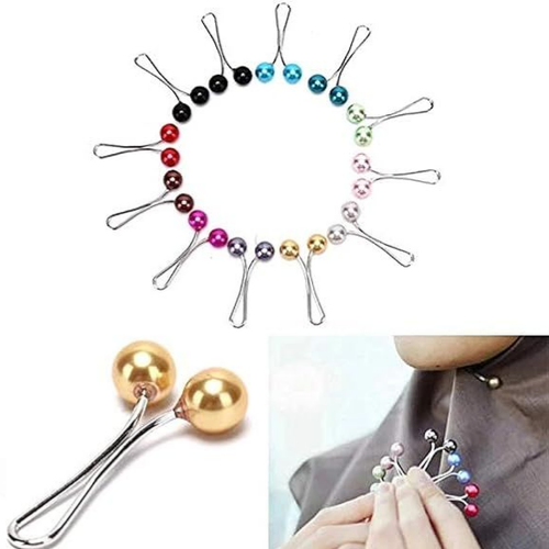 Women's Hijab Clip Pins - 12 Pieces, Multi-Color