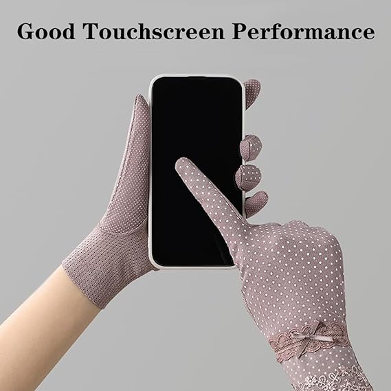 Women’s UV Protection Cotton Gloves – Non-Slip Touchscreen Summer Driving Gloves