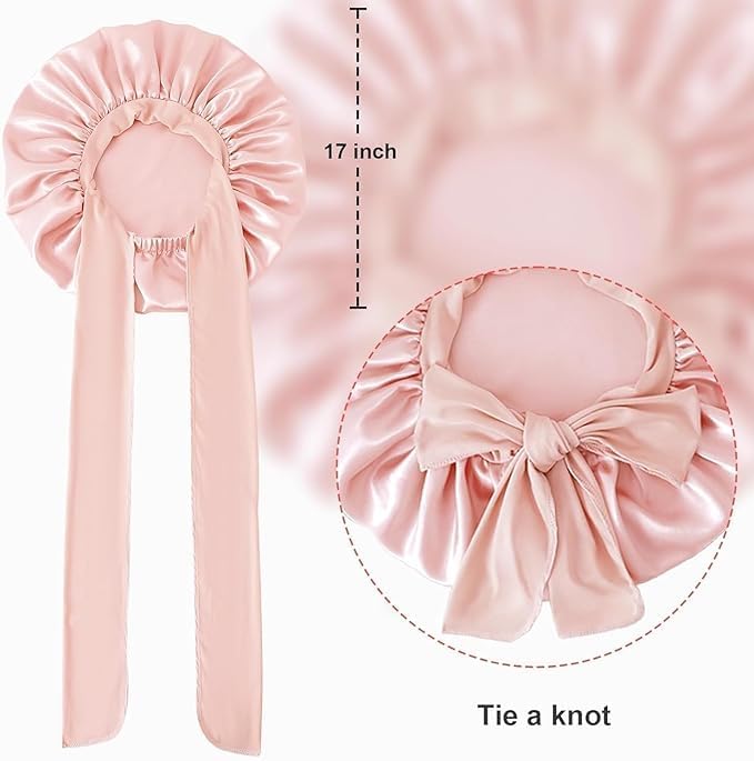 Adjustable Silk Sleep Bonnet – Satin Hair Cap for Women with Tie Band
