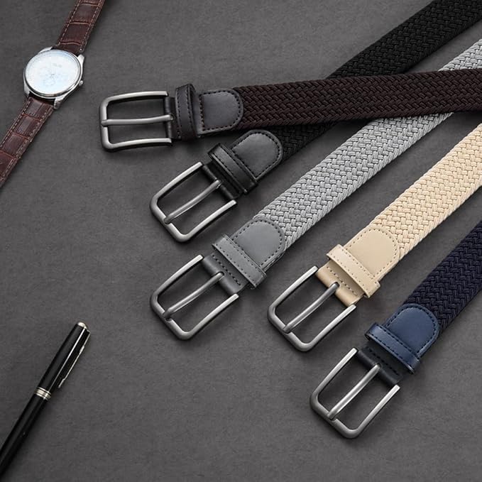 Men’s Braided Stretch Belt – Woven Elastic Golf & Casual Belt with Gift Box