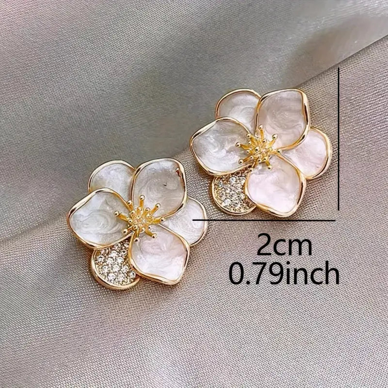 Pretty Flower Stud Earrings for Women – Simple Zinc Alloy Jewelry