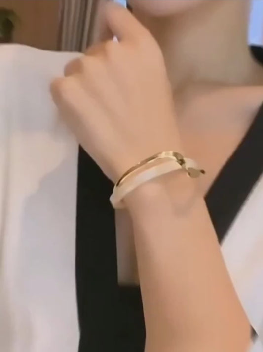 18K Gold Plated Wave Cuff Bangle – Minimalist Bracelet for Women