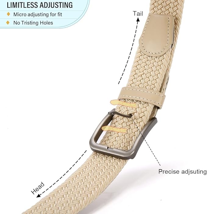 Men’s Braided Stretch Belt – Woven Elastic Golf & Casual Belt with Gift Box